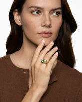 DY Mercer® Color Three Row Stone Ring in 18K Yellow Gold with Prasiolite and Diamonds, 12mm